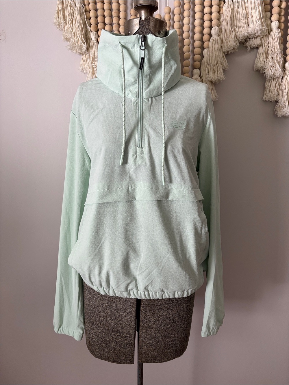 New Balance Mint Green Pullover Half-Zip Hoodie